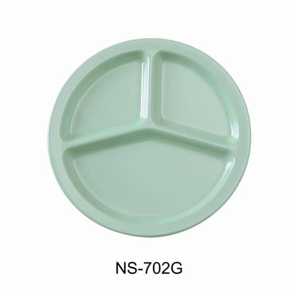 10 in. Nessico 3-Compartment Plate - Melamine, Green - Pack of 24