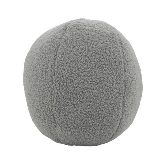 10 in. Plush Playfulness Faux Fur Ball Round Poly Filled Throw Pillow, Grey