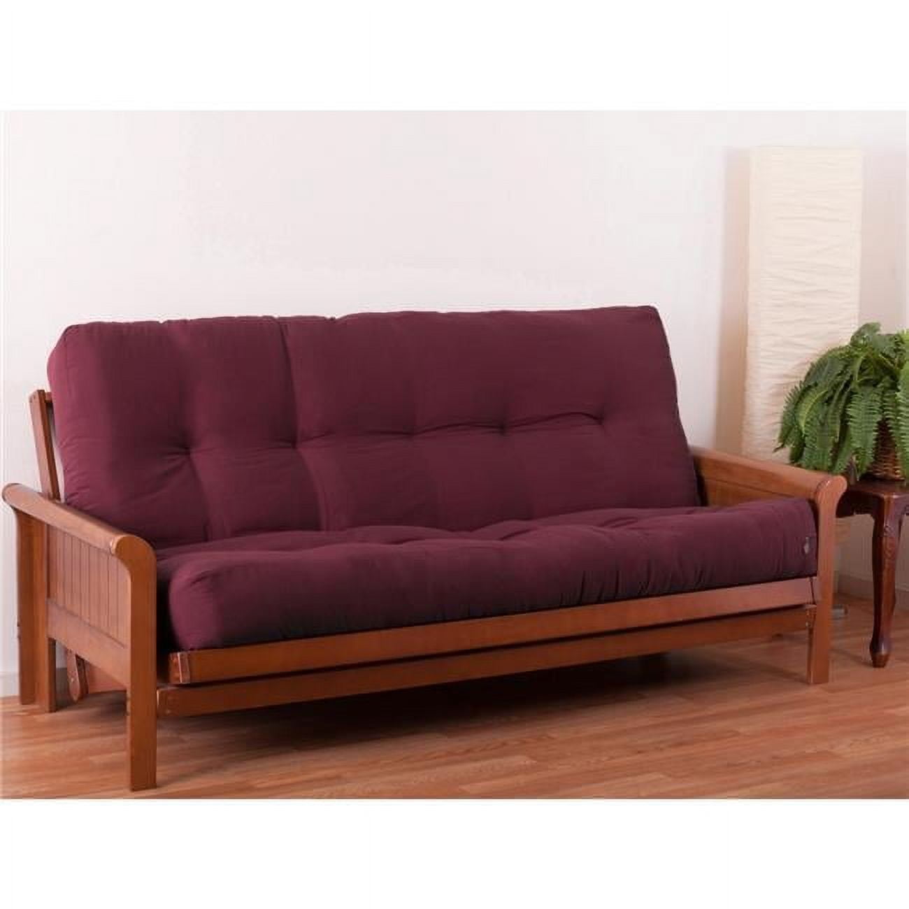 Burgundy 10" Full Size Twill Futon Mattress
