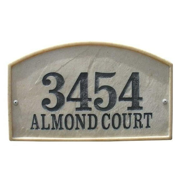 10 in. Riviera Arch Crushed Stone Address Plaque in Sandstone Color