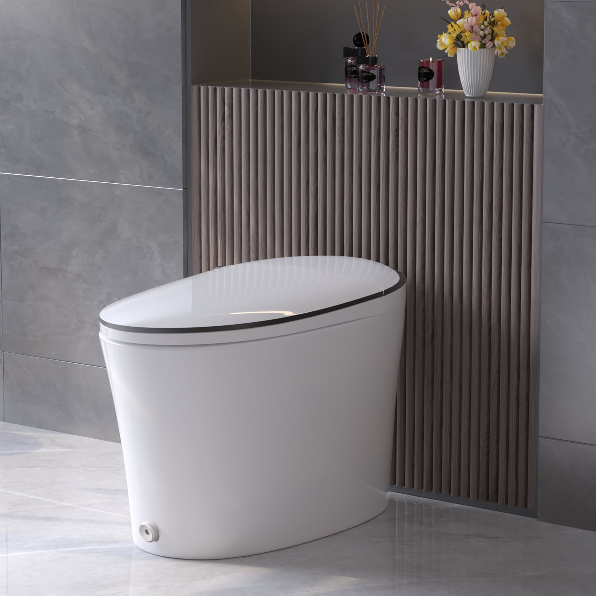 10 in. Rough-In Tankless Elongated Bidet Toilet 1.28 GPF in White with ...