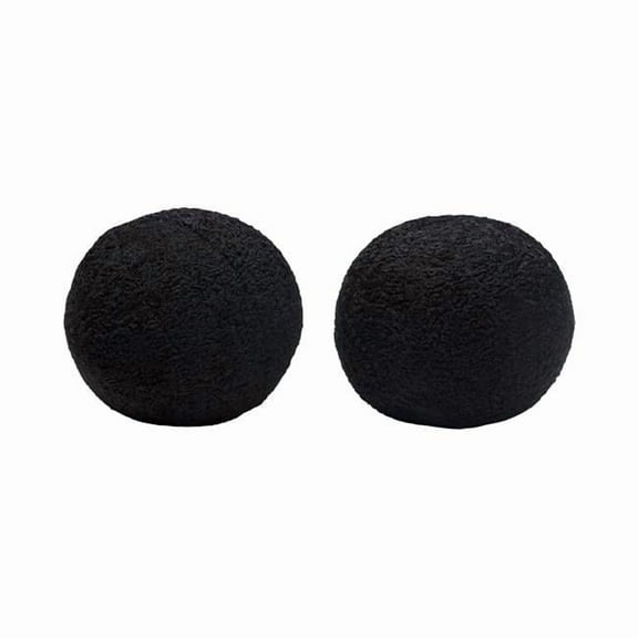 10 in. Round Accent Pillows, Black Faux Sheepskin - Set of 2