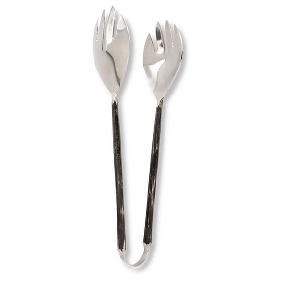 10 in. Salad Tongs with Forge Finish Handle, Antique Black
