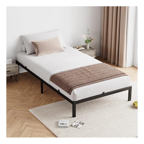 10 in Twin Bed Frame, Low Twin Metal Platform Bed Frame Support Mattress Foundation, No Box Spring Needed/Easy Assembly/Noise Free/Heavy Duty/Black