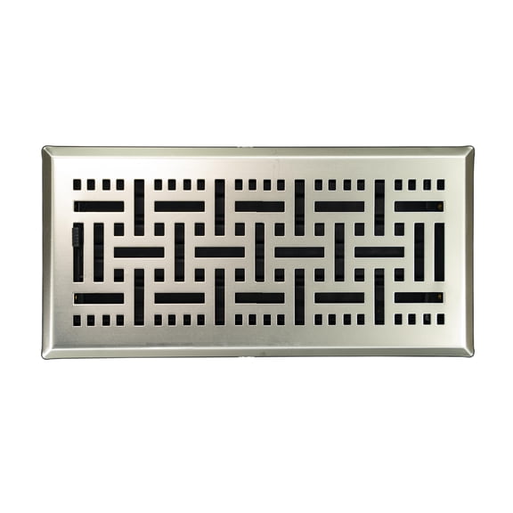 10 in. W x 4 in. H Floor Register in Wicker Design and Satin Nickel for Duct Opening of 10 in. W. x 4 in. H