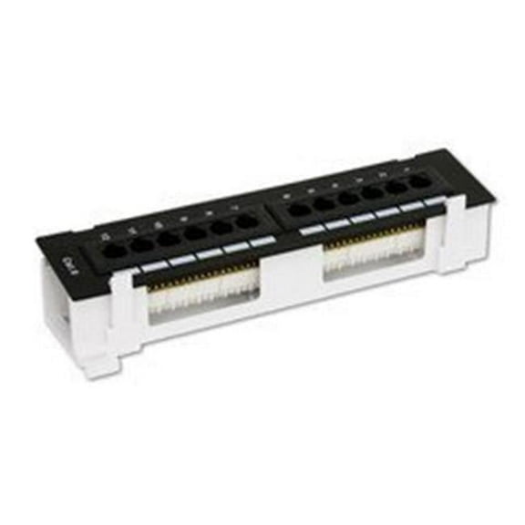 10 in. Wall Mount 12 Port Cat6 Patch Panel - 110 Type, 568A & 568B Compatible, Black