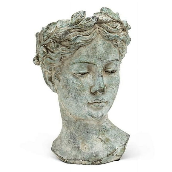 10 in. Woman Head Planter, Grey - Large