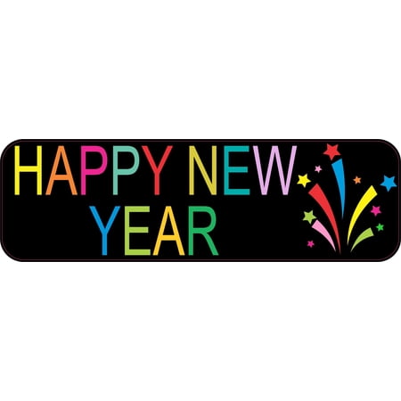 10 in x 3 in Happy New Year Bumper Sticker Vinyl Truck Window Ca