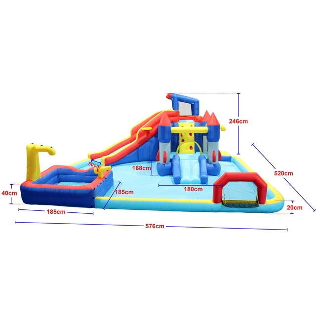 15/mo - Finance Yaheetech Large Inflatable Water Slide With Soccer Field, 17x16.4FT Blow Up Bounce House For Kids Party Outdoor Backyard, Climbing, 750W Air Blower, Splash Pool | Buy Now, Pay Later