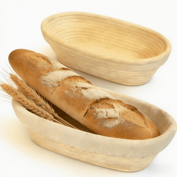 2 Pack 10 Inch Oval Banneton Proofing Basket Handmade Natural Rattan Sourdough Bread Baskets