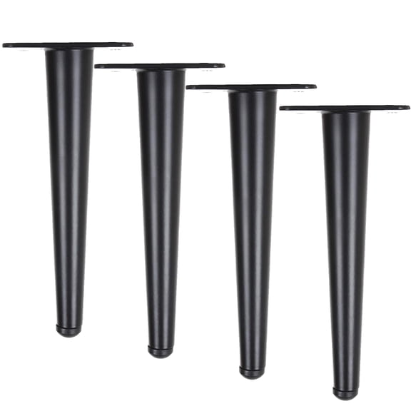 10 inch /25cm Metal Furniture Legs, Btowin VCF 4Pcs Black Mid Century Modern Round Straight Tapered Furniture Feet Brushed Nickel Finish for Cabinet Sofa Table Bed