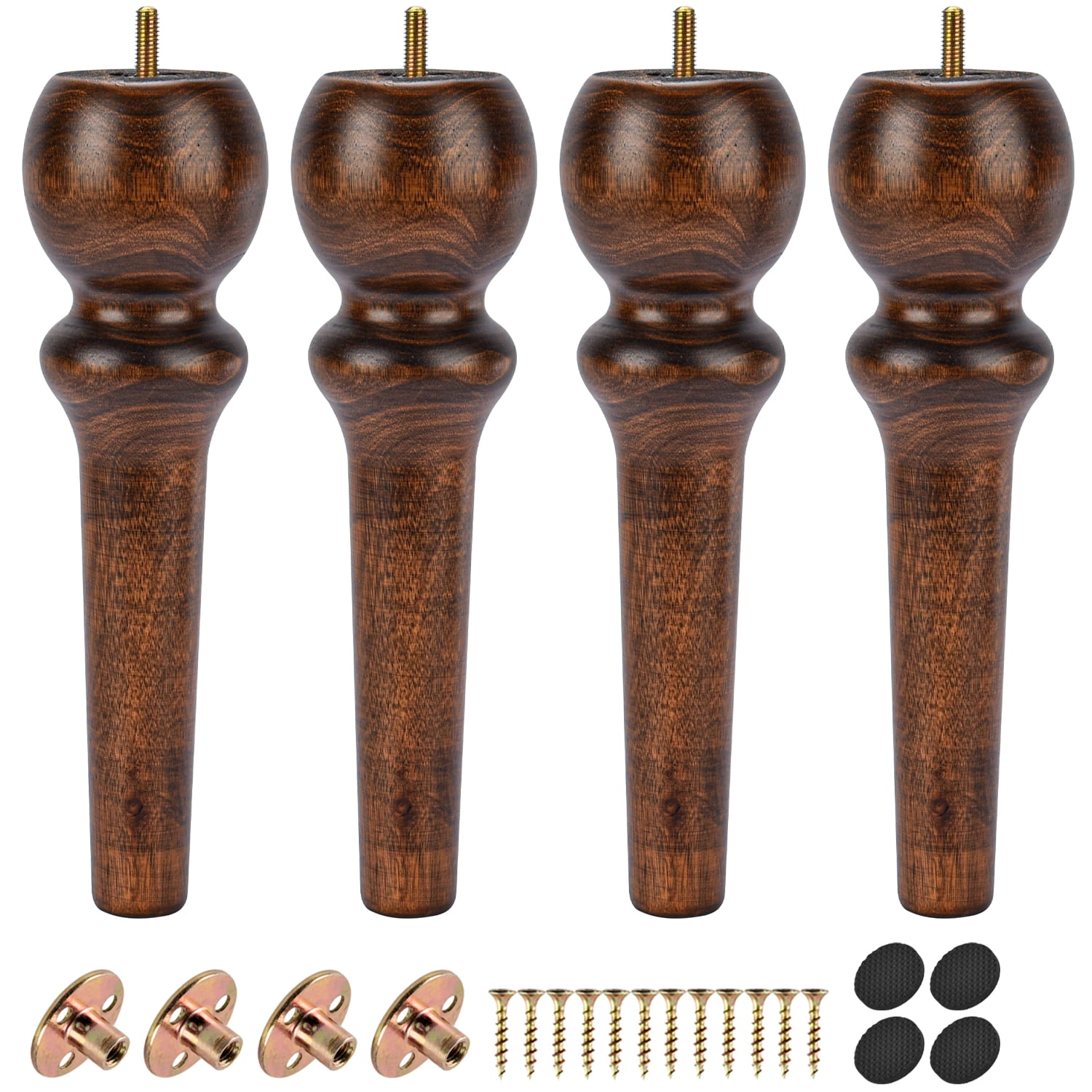 4 Inch Unfinished Wooden Bun Feet For Furniture 4 Inch Wooden Furniture Legs  - Set Of 4 Unfinished Bun Feet With 5/16\, image size:1500x1500