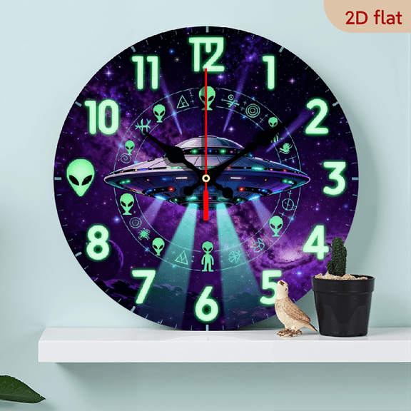 A 10-inch 2D flat "Alien Movie" themed wooden circular wall clock, suitable for decoration in bedrooms, living rooms and offices. It is an ideal gift for Christmas and New Year.