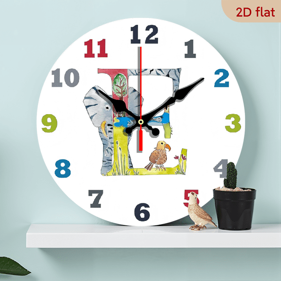 10-inch 2D flat "Art Letters" theme wooden circular silent wall clock, suitable for modern home art decoration, wall decoration, it is an ideal gift for festivals and birthdays