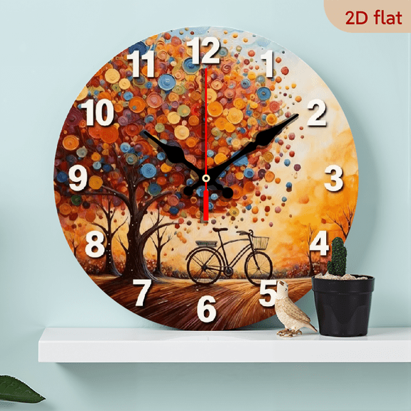 A 10-inch 2D flat "Beautiful Autumn Trees" themed wooden circular wall clock, suitable for decoration in bedrooms, living rooms and offices. It is an ideal gift for Christmas and New Year.