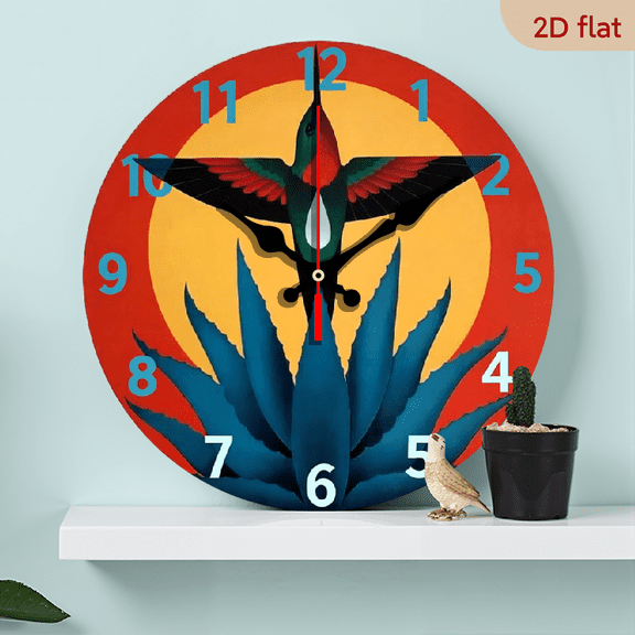 10-inch 2D flat "Bird Soaring in the Sky" theme, wooden circular silent wall clock, suitable for modern home art decoration, wall decoration, it is an ideal gift for festivals and birthdays