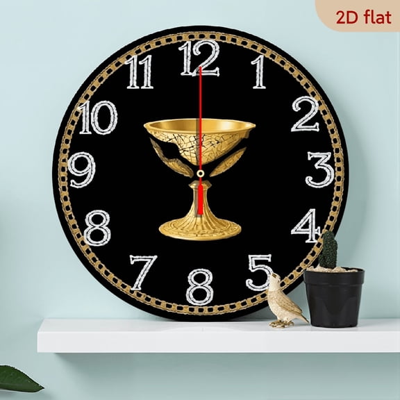 A 10-inch 2D flat "Broken Cup" themed wooden circular wall clock, suitable for decoration in bedrooms, living rooms, and offices. It is an ideal gift for Christmas and New Year.