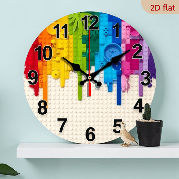 10-inch 2D flat "Building Strip" theme, wooden circular silent wall clock, suitable for modern home art decoration, wall decoration, it is an ideal gift for festivals and birthdays