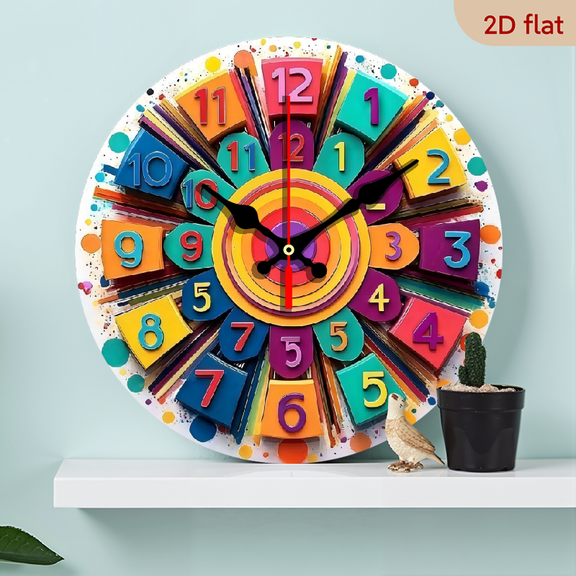 A 10-inch 2D flat "Digital Puzzle" theme wooden silent wall clock. It is an excellent choice for Halloween/Easter/Christmas gifts and is suitable for modern home decoration art.