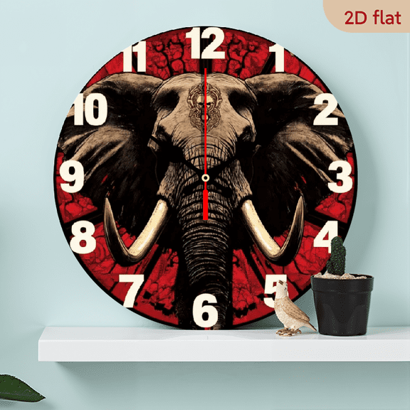 A 10-inch 2D flat "Elephant Leader" theme wooden silent wall clock is an excellent choice for decorating the home wall and is also an ideal gift for the New Year.