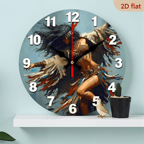 A 10-inch 2D flat "Exotic Dance" theme wooden silent wall clock. It is an excellent choice for Halloween/Easter/Christmas gifts and is suitable for modern home decoration art.