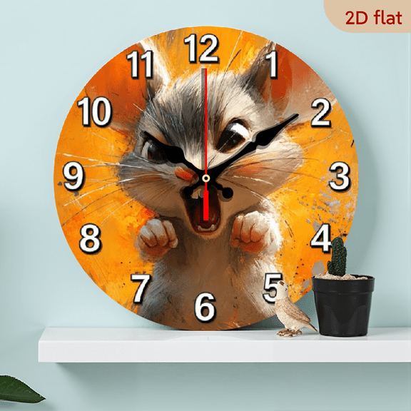 A 10-inch 2D flat "Fierce Mouse" themed wooden silent wall clock is an excellent choice for decorating the interior walls and also a wonderful gift for special occasions.