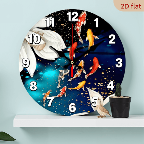 A 10-inch 2D flat "Fish School" themed wooden silent wall clock is an excellent choice for Halloween/Easter/Christmas gifts and is suitable for modern home decoration art.