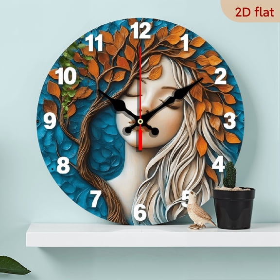 A 10-inch 2D flat "Forest Elves" themed wooden silent wall clock. It is an excellent choice for Halloween/Easter/Christmas gifts and is suitable for modern home decoration art.