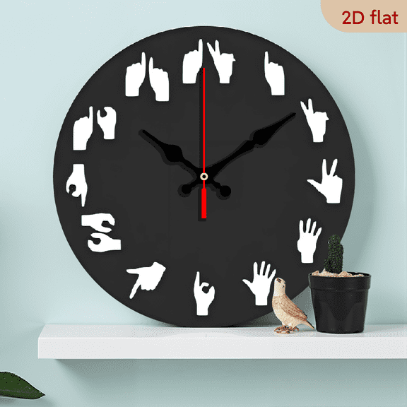 A 10-inch 2D flat "Fun Fingers Numbers" themed wooden silent wall clock. It is an excellent choice for Halloween/Easter/Christmas gifts and is suitable for modern home decoration art.