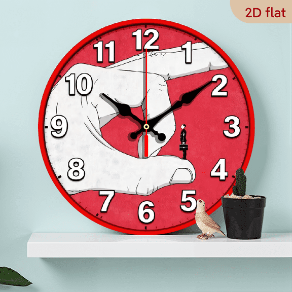 A 10-inch 2D flat "Fun Hand Art" theme wooden circular wall clock, suitable for decoration in bedrooms, living rooms and offices. It is an ideal gift for Christmas and New Year.