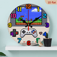 thumbnail image 1 of 10-inch 2D flat "Game Pixels" theme wooden circular silent wall clock, suitable for modern home art decoration, wall decoration, it is an ideal gift for festivals and birthdays, 1 of 7