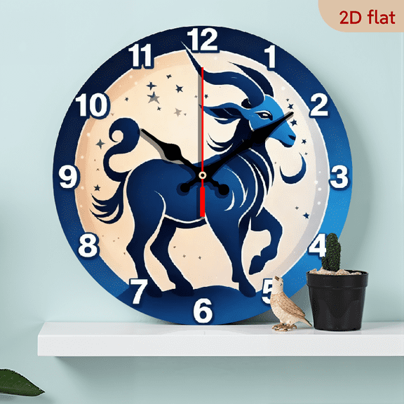 10-inch 2D flat "Goat Shadow" theme wooden circular silent wall clock, suitable for modern home art decoration, wall decoration, it is an ideal gift for festivals and birthdays