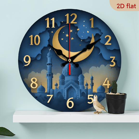A 10-inch 2D flat "Moon Castle" themed wooden silent wall clock is an excellent choice for decorating the interior walls and an ideal gift for various festivals.