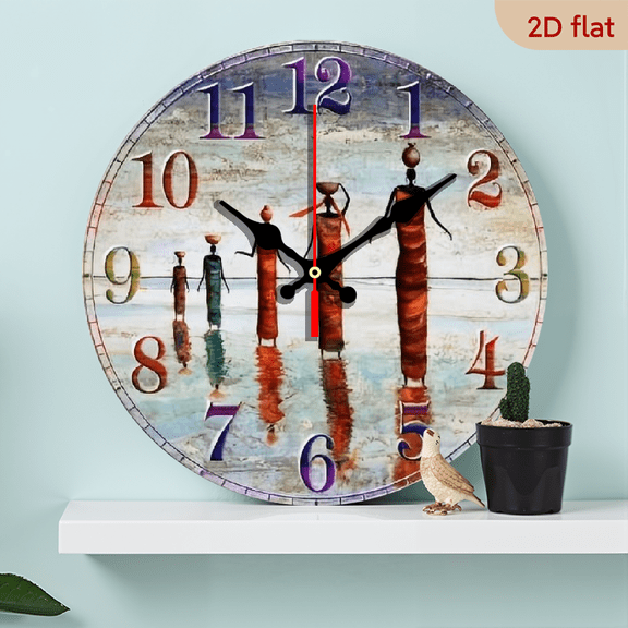 10-inch 2D flat "Nautical compass" Creative silent wooden wall clock, multi-space decoration, suitable for Halloween, Easter, Christmas, ideal birthday and festival gifts.