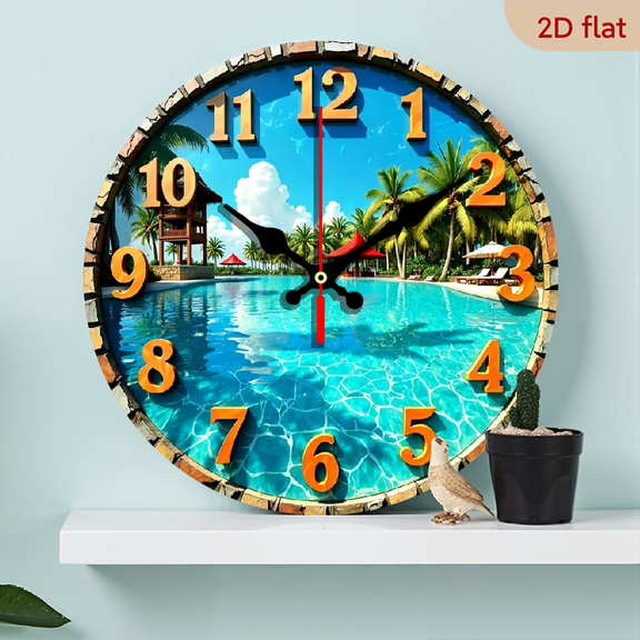 A 10-inch 2D flat "Pinecone" theme wooden circular wall clock, suitable for decoration in bedrooms, living rooms, offices, kitchens and bathrooms. It is an ideal gift for Christmas and New Year.