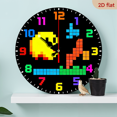 thumbnail image 1 of 10-inch 2D flat "Pixel Game" theme wooden circular silent wall clock, suitable for modern home art decoration, wall decoration, it is an ideal gift for festivals and birthdays, 1 of 7