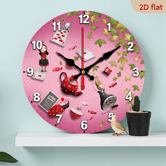 10-inch 2D flat "Poker" theme wooden circular silent wall clock, suitable for modern home art decoration, wall decoration, it is an ideal gift for festivals and birthdays