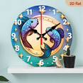 thumbnail image 1 of A 10-inch 2D flat "Pretty Pisces" themed wooden silent wall clock. It is an excellent choice for Halloween/Easter/Christmas gifts and is suitable for modern home decoration art., 1 of 7