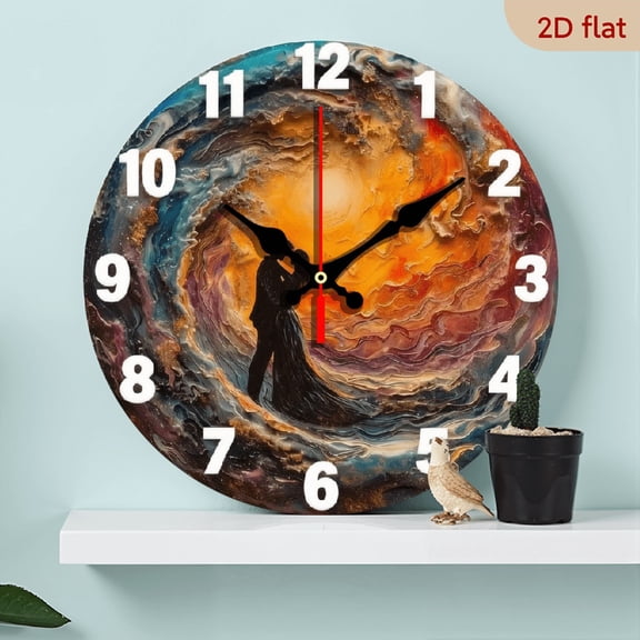 A 10-inch 2D flat "Romantic Love" theme wooden silent wall clock. It is an excellent choice for Halloween/Easter/Christmas gifts and is suitable for modern home decoration art.