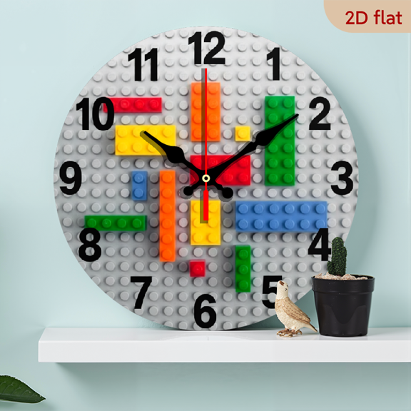 A 10-inch 2D flat "Single Block" theme wooden circular wall clock, suitable for decoration in bedrooms, living rooms and offices. It is an ideal gift for Christmas and New Year.