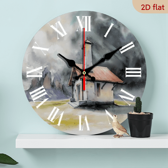 This 10-inch 2D flat "Twilight Water City" themed wall clock is suitable for decoration in living rooms and bedrooms. It is an ideal choice for Christmas and New Year celebrations.