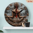 thumbnail image 1 of A 10-inch 2D flat "Zen Art Sculpture" wooden silent wall clock, featuring a serene design, is an excellent choice for Halloween/Easter/Christmas gifts and is suitable for modern home decoration art., 1 of 7