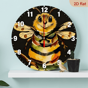 A 10-inch 2D flat wooden circular clock with a "Cute Bee" theme, suitable for decoration in bedrooms, living rooms and offices. It is an ideal gift for Christmas and New Year.