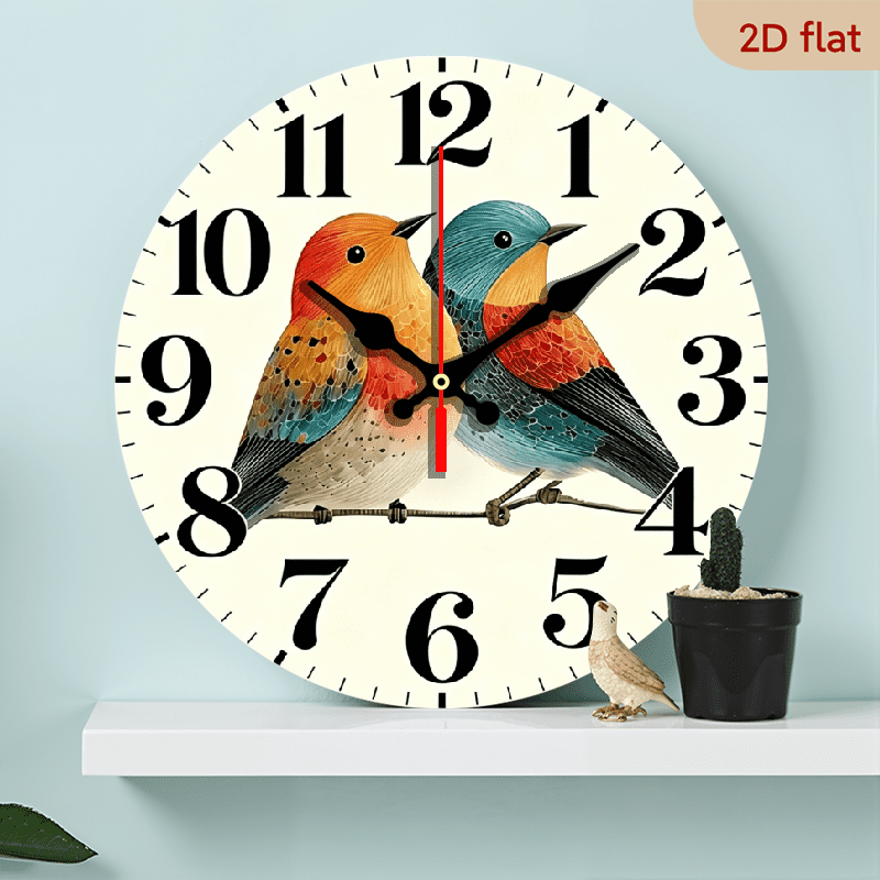 A 10-inch 2D flat wooden round wall clock, themed 