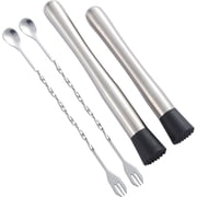 10 inch & 8 inch Stainless Steel Cocktail Muddler with 2 Mixing Spoon, Home Bar Tool Set, for Making & Creating Delicious Mojitos, Other Fruit Based Drinks & Beverages in Various Containers