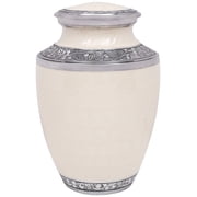 Aluminum Handcrafted Urn - Elegant Keepsake Holder for Adult Human Ashes Ivory Mist & Pewter
