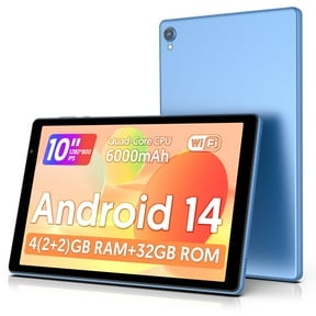 10 inch Android 14 Tablet,Android Tablets Quad Core Processor,4GB+32GB+1TB Expandable Tablet Computer,1280*800 IPS Screen,6000mAh Battery,WiFi - Blue
