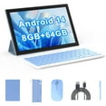 thumbnail image 1 of 10 inch Android 14 Tablet with Keyboard, 2 in 1 Tablets Set Include Case Mouse Stylus Film, 8GB RAM+64GB ROM, Quad Core 10.1'' Tab, 6000mAh Battery, 8MP Dual Camera, Google GMS Tableta, Blue, 1 of 7