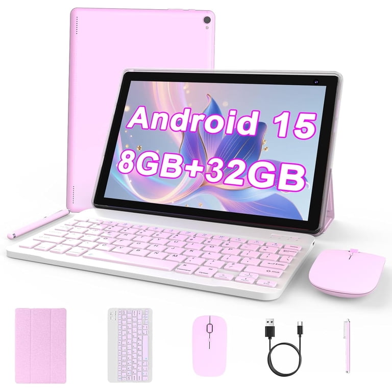 YQSavior, Android 15 Tablet, Pink, 10 inch, 8GB RAM, 32GB ROM