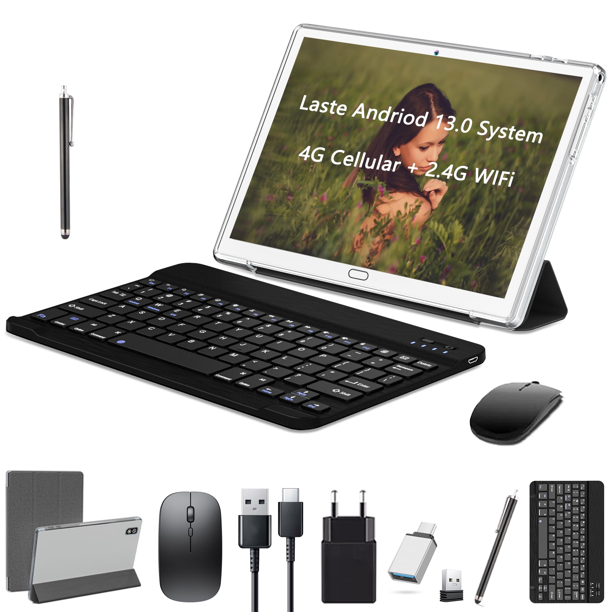 10 inch Android Tablet PC, Android 13 Tablets Computer with Keboard and ...